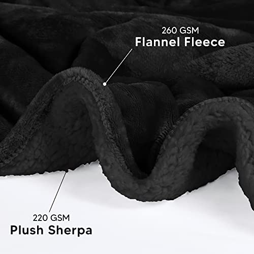 Utopia Bedding Sherpa Bed Blanket King Size Black 480Gsm Plush Blanket Fleece Reversible Blanket For Bed And Couch (90X102 Inches) #TOP2