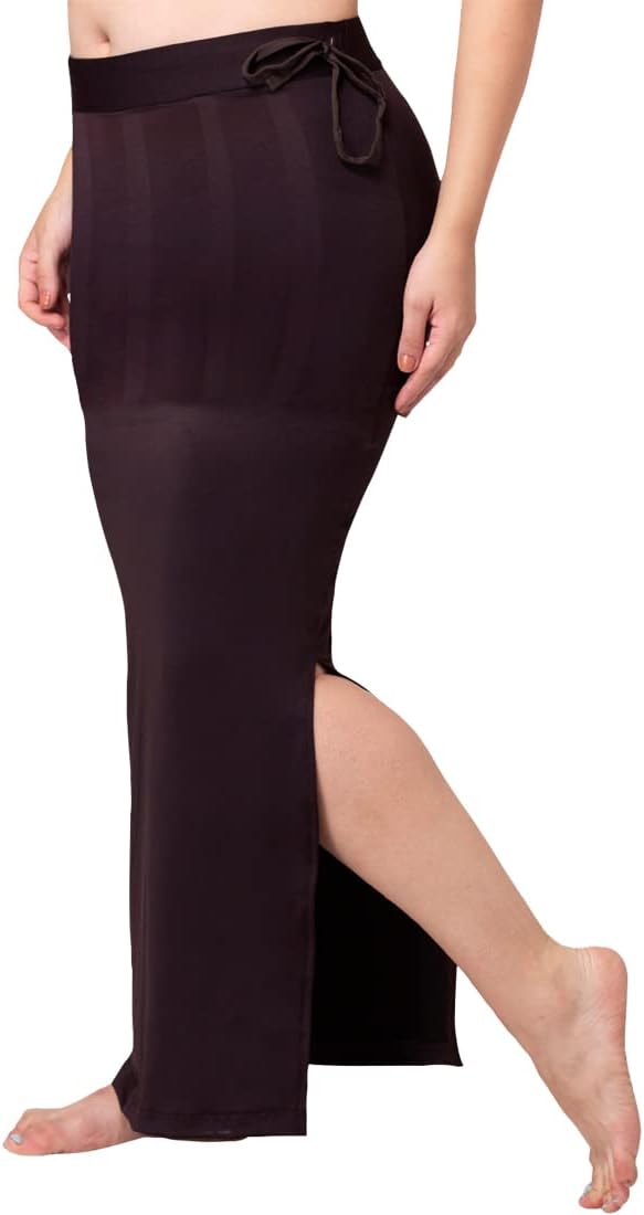 Aashita Creations Women's Blended Brown Saree Shapewear/Petticoat
