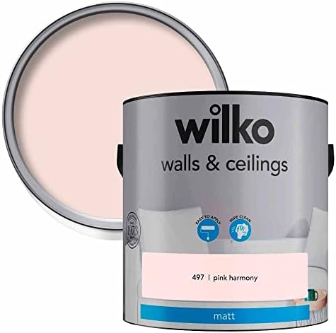 wilko Walls & Ceilings Matt Emulsion Paint, Washable & Hardwearing Paint, Suitable for Bedrooms, Living Rooms & Other Rooms in the Home (Tinsel Town, 2.5 Litre)