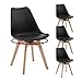 Produktbild WOLTU Esszimmerstühle drehbar 4er Set, Drehstuhl Küchenstuhl Polsterstuhl, moderner Essstuhl, Design Stuhl Esszimmer, aus Massivholz Kunstleder, bis 150 kg belastbar,Schwarz,EZS77sz-4