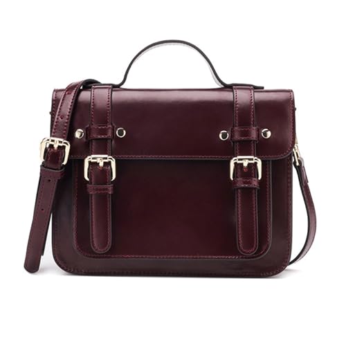 Retro Leather Messenger Bag Women - Cowhide Crossbody, College Style, Small Square Bag, Shoulder Bag