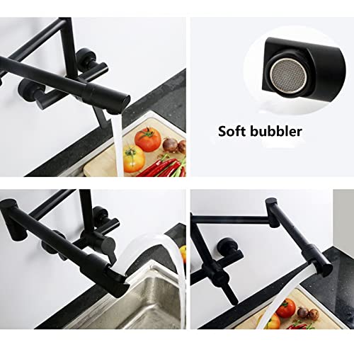 Robinet de cuisine mural pliable laiton chromé économie d'eau