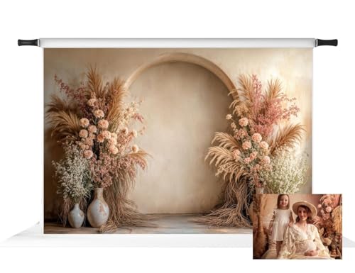 Kate Boho Backdrops Floral Photography Backgrounds Beige Wall Maternity Backdrop, 7x5ft