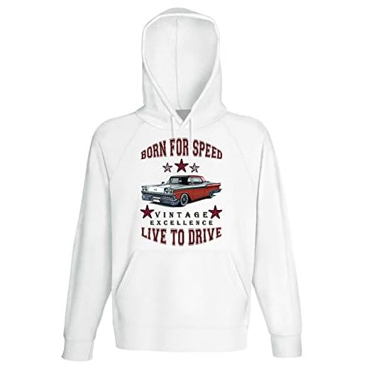 TEESANDENGINES Ford Fairlane 500 galaxie skyliner 1959 vintage excellens vit huvtröja