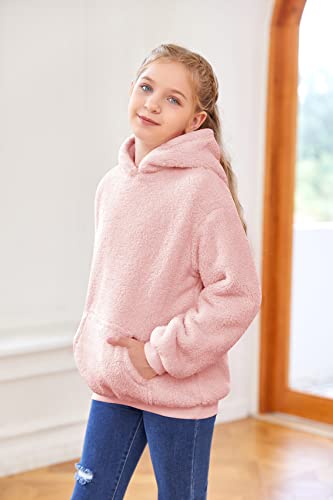 Baby Kids Boys Girls Fuzzy Sherpa Pullover Hoodie Sweatshirts Sport Front Pocket Fall Winter Warm Hooded Tops #TOP2