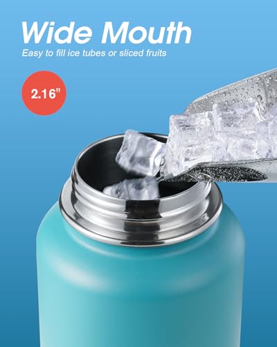 Image of Coolflask 40 oz Water Bottle Insulated with Straw & 3 Leakproof Lids