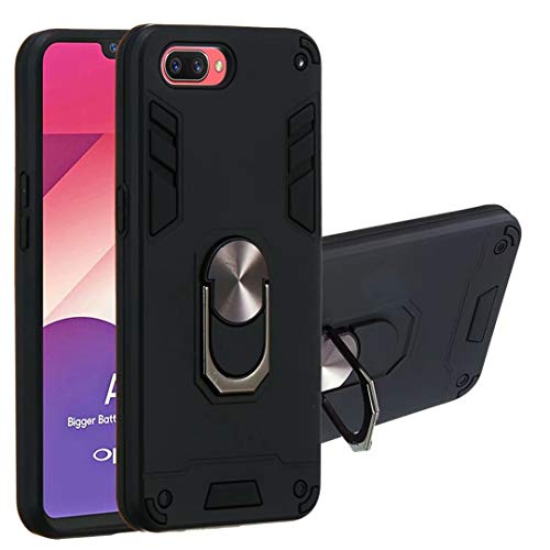 LHYIN Oppo AX5 2 in 1 Kickstand Black Back Cover Case,TPU Soft + PC Hard Hybrid Dual Layer Whole Body Protection Back Cover Shell Case for Oppo AX5 Black