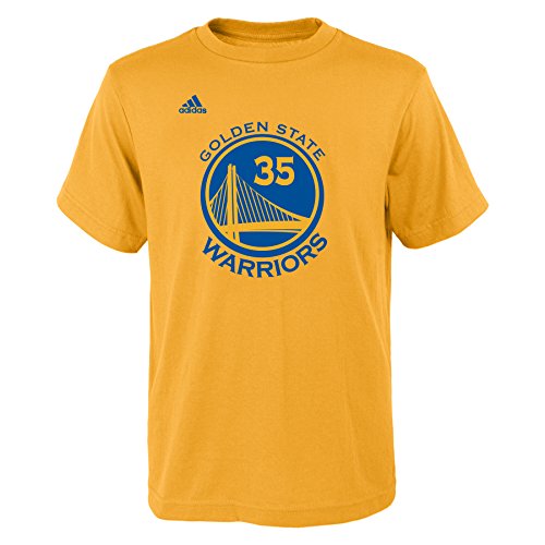 Kevin Durant Youth Golden State Warriors Gold Name and Number Jersey T-shirt Small 8