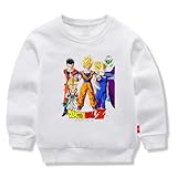 [VigorCMJ] ドラゴンボール 子供服 春秋 スウェット 長袖 クルーネック 男の子 女の子 綿100% キッズ 薄手 カジュアル 小学生 トップス プレゼント ホワイト 150CM