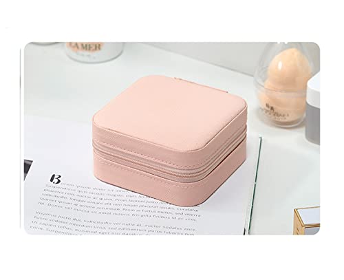 Porta Jóias Portátil Viagem Estojo Maleta Organizador Bijuterias Porta anéis colar (Rosa)