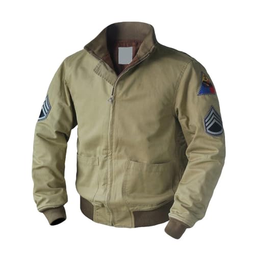 Veste d'aviateur en coton kaki pour homme, style acteur de film WW2, armée américaine, S