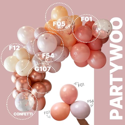 Image of PartyWoo Dusty Pink Balloons 66pcs 12 Inch Blush Rose Pink Metallic Rose Gold Nude Boho White Sand Confetti Balloons for Baby Shower Birthday Gender Reveal Wedding Anniversary Party Decorations