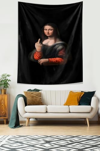 Sessiz Tepki Mona Lisa El Hareketi Leke Tutmaz Kumaş Duvar Örtüsü Duvar Halısı Tapestry, 70 x 100