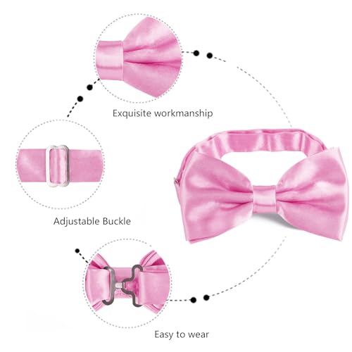 Image of Alizeal Mens Multicolored Silk Solid Cummerbund Bow Tie Set | with Cummerbund Pocket Square Pre-tied Adjustable for Mens Gift
