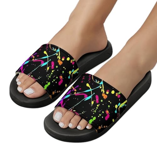 Glow in Dark Splatter Neon PVC Sandals Man's Womens Comfortable Slippers Casual House Lightweight Loafers Quick3