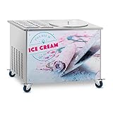 Royal Catering RCFI-1O-6 Roll-Eismaschine Roll Eis Maschine Gebratenes Eis Maschine Ice Cream Rolls Maschine Thai Eis Maschine Ø 50 cm 6 Behälter