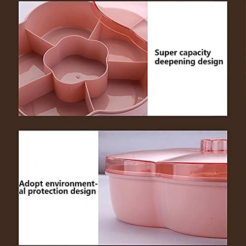 Serving Tray-Snack Serving Tray Candy Pastry Storage Box Nut Platter Dried Fruit Plate with Lid for Party(Pink)