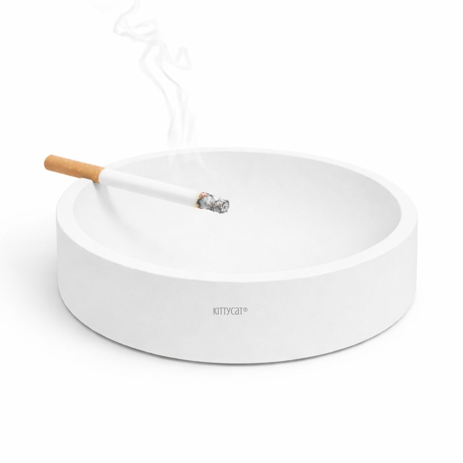 KittyCat® Minimal Concrete Ashtray with Single Cigarette Holder – Modern White Ash Tray for Home, Office Tabletop, Balcony, Patio & Outdoor Smoking Area | Heavy Durable Cement Ashtray-image-42