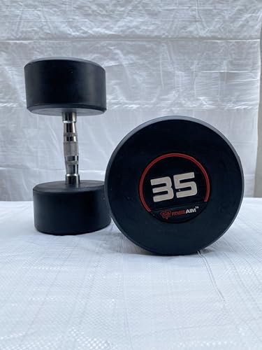 Image of Bouncer Round Dumbbells Set for Home Gym | 35kg Dumbbells Set of 2 | Fitness Gym Dumbbell set for Home Workout | Anti Skid rubber Dumbbell set | Weights for Workout (Black)