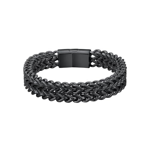 ChainsHouse Black Mens Bracelets, Men's Fashion Accessories Jewelry Bracelet Wrist Band for Dad