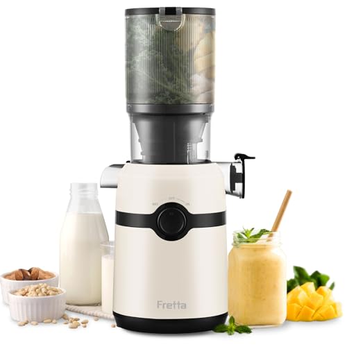 Fretta Slow Juicer z otworem XL 108 mm i pojemnością 1 l, sokowirówka do warzyw i owoców, 200 W Sa...