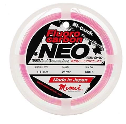 HI CATCH NEO Momoi Fluorocarbon Pink 25 m – Filo da Pesca 100% Hard Fluorocarbon ad Alta Resistenza, Invisibile in Acqua, Ideale per Terminali e Leader