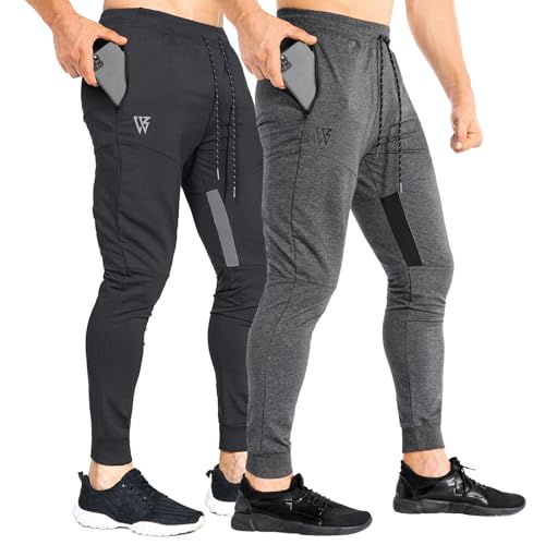 Image of ZENWILL Mens Tapered Workout Running Pants, Jogger Training Sweatpants Slim Fit with Zip Pockets