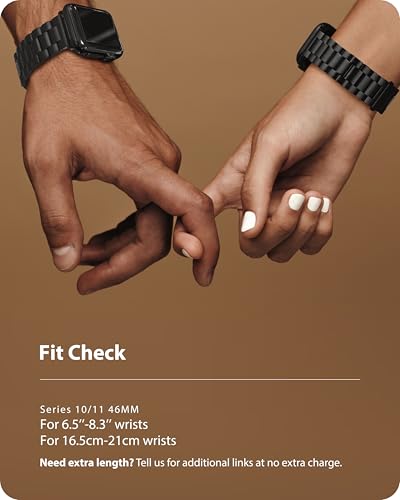 Fullmosa Metallarmband Kompatibel mit Apple Watch Armband Series 11 10 46mm Damen Herren, Edelstahl Ersatzarmband f&uuml;r iwatch 46mm, Schwarz