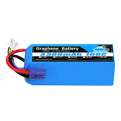 YOWOO Graphene Battery 6S 3300mAh 100C 22.2v RC Lipo Batteries with EC5 Plug for Align Trex 500-550 Goblin 500 Goblin 630 Gaui Helicopter RC Car Boat Truck Heli Airplane Quadcopter