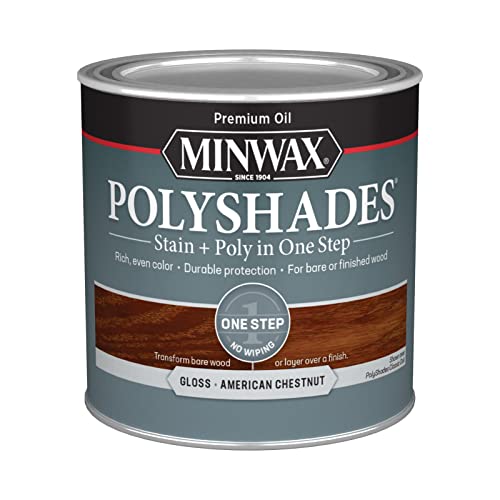 Minwax PolyShades Wood Stain + Polyurethane Finish – ½ Pint, American Chestnut, Gloss by Minwax - Used condition - US$10.02
