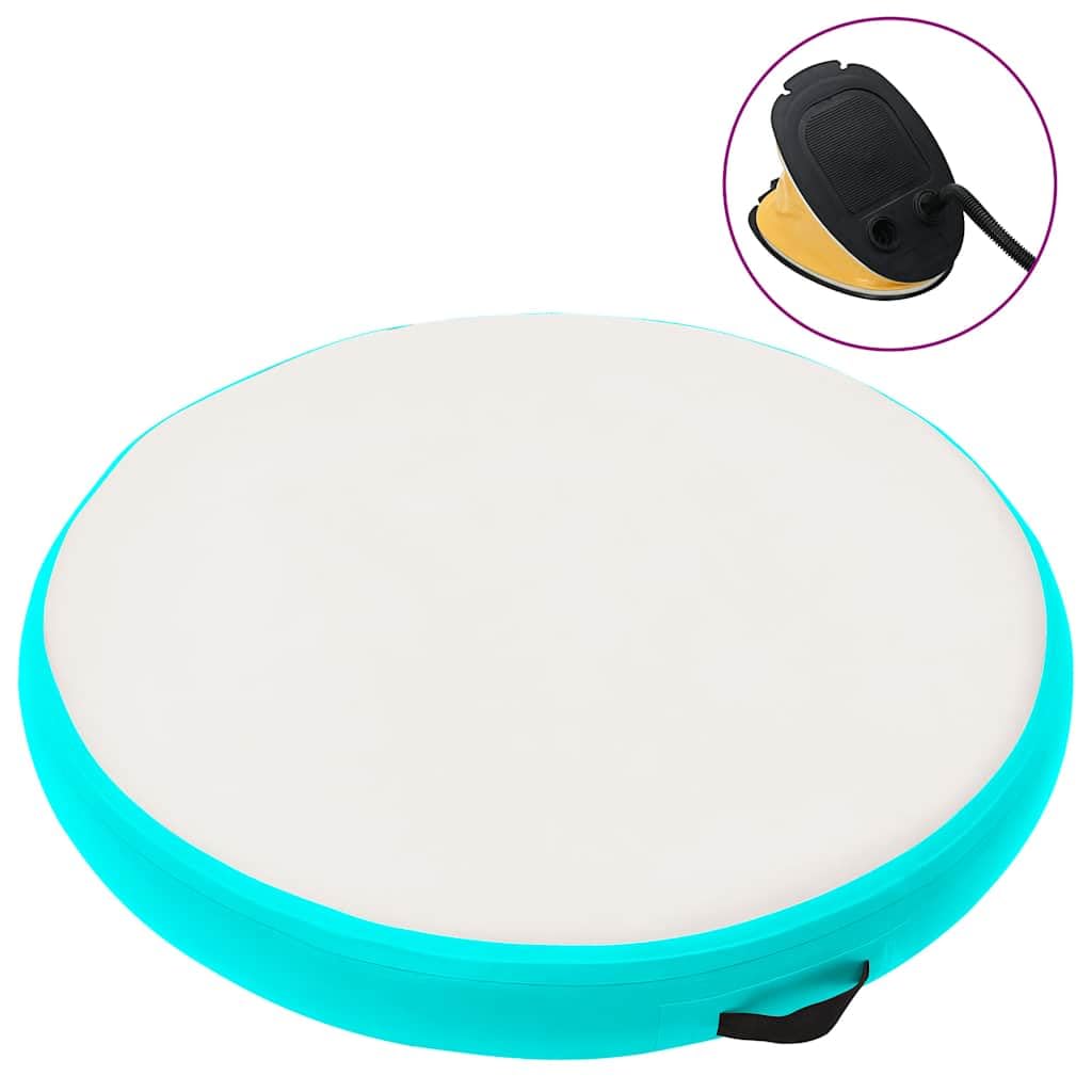 Aufblasbare Gymnastikmatte Rosa 100x100x10 cm, PVC Balancekissen mit Fußpumpe, stoßabsorbierend rutschfest wasserdicht, Fitnessmatte für Training zu Hause Park Strand