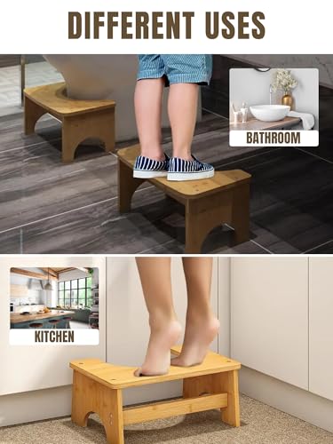 Toilettenhocker aus Holz, Ergonomische Badezimmerstufe. Physiologischer Fußstützenhocker, Multifunktional. Fördert die Natürliche Ablagerungshaltung und Entlastet den Darm bei Kindern und Erwachsenen.