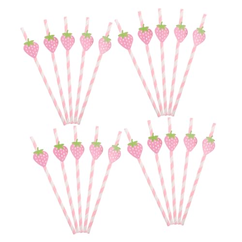 50 pitillos de papel color rosa para fiesta miniatura 1
