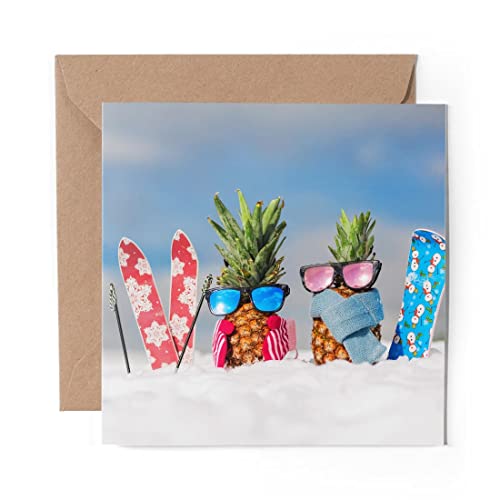 1 carte de vœux (insert photo) – Ski Snowboard Couple Ski Ski Snow Ski – Vierge Anniversaire Célébration Anniversaire Anniversaire Anniversaire #12310