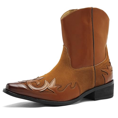 Bottes de cowboy homme bout pointu bottes western classiques jaunes