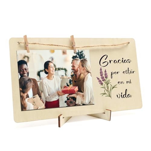 Xiuglimpse Cornice Foto In Legno Personalizzata, Regalo Gracias Por Ayudarme A Crecer, Detalle Agradecimiento Para Padres Abuelos Profesores, Ideal Para Graduación Y Regalos Emocionales