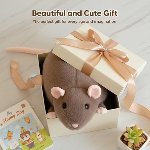Peluche de rat chonky doux de 25cm idéal comme coussin de lecture au salon