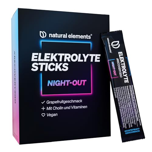 Elektrolyte Sticks NIGHT-OUT 20 Sticks Grapefruit-Geschmack Elektrolyt Pulver mit 1336mg Elektrolyten mit Cholin für die Leberfunktion* inkl. Antioxidantien* vegan