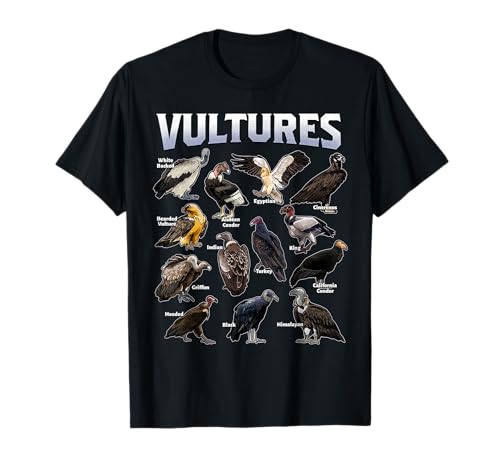 Vulture Species Guide Illustration Birdwatching Design T-Shirt