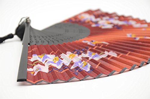 Omytea® Hand Held Silk Folding Fans With Bamboo Frame - With A Fabric Sleeve For Protection For Gifts - 100% Handmade Oriental Chinese/Japanese Vintage Retro Style - For Women Ladys Girls (Wzs-23) #TOP4