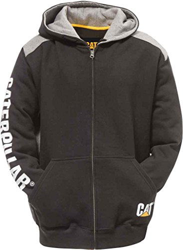 Caterpillar Men's Logo Panel Zip Sweatshirt (Regular and Big Sizes), Black, Medium