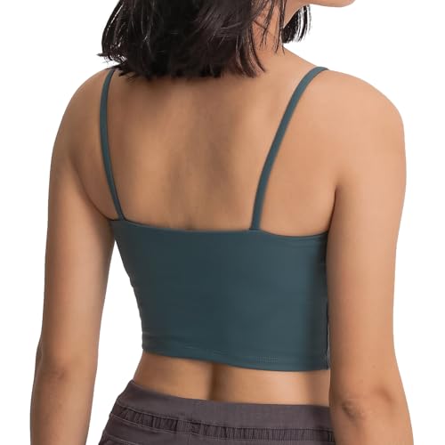 Image of Women's Strappy Stretch Sports Bra Longline Yoga Tank Top Fitness Bra Workout Camisole Crop Tops for Teen Girl