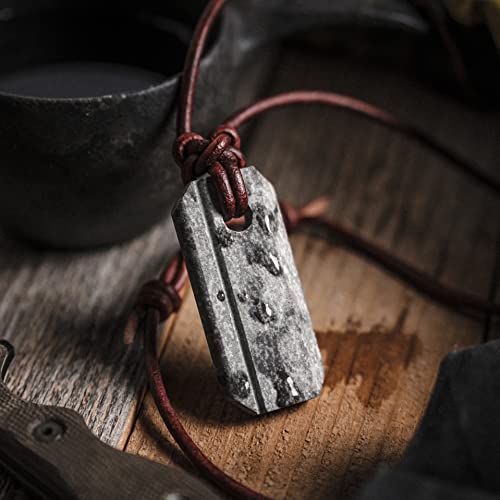 Viking Whetstone Pendant | Knife Sharpener Necklace | Arkansas Novaculite On Leather Cord | Norse Inspired Knotwork | Made In Usa! #TOP4
