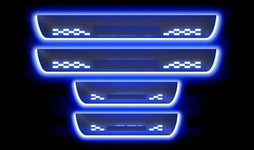 Ariba Door Led Sill Plate Foot Step Led Scuff Plate for Cittrroenn All Model Black Edition with Blue Light Checkered Patte...