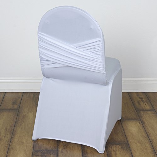 Balsacircle 25 Pcs White Banquet Spandex Stretchable Chair Covers Crisscross Design Slipcovers For Wedding Party Home Decorations #TOP1