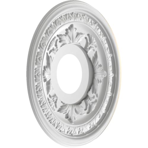 Image of Ekena Millwork CMP13BAEPE Baltimore Thermoformed PVC Ceiling Medallion (Fits Canopies up to 5 1 /4 inch), 13 inchOD x 3 1 /2 inchID x 3 /4 inchP, Universal Metallic Pearl Mist