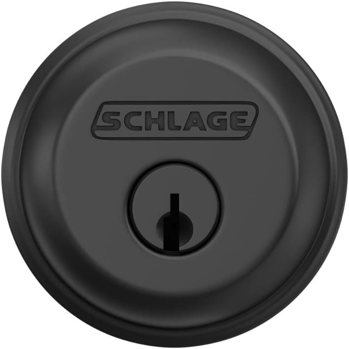 Schlage B60 N 622 Deadbolt, Keyed 1 Side, Highest Residential Security, Matte Black
