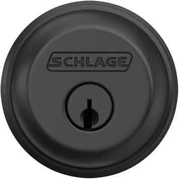Schlage B60 N 622 Deadbolt, Keyed 1 Side, Highest Residential Security, Matte Black