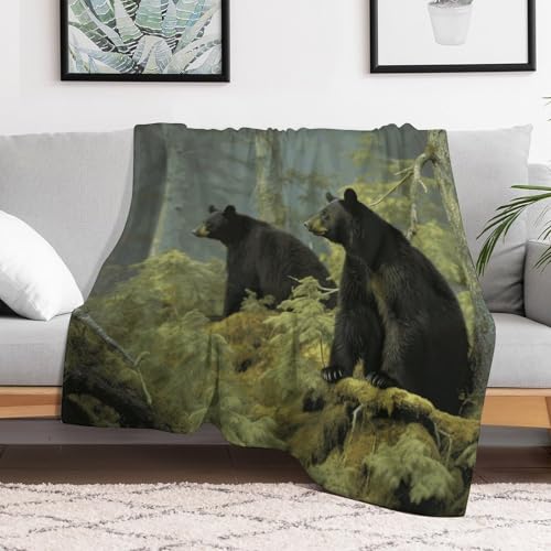 Couverture micro polaire ours noirs 127x152 cm légère pour lit et canapé - 2