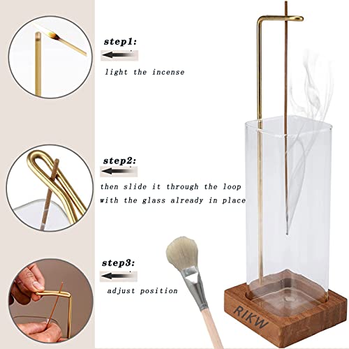 Rikw Incense Holder For Sticks,10.3" Tall Upside Down Incense Burner With Removable Glass Ash Catcher ，Mess Free Incense Burner For Home Décor,Meditation,Yoga #TOP3